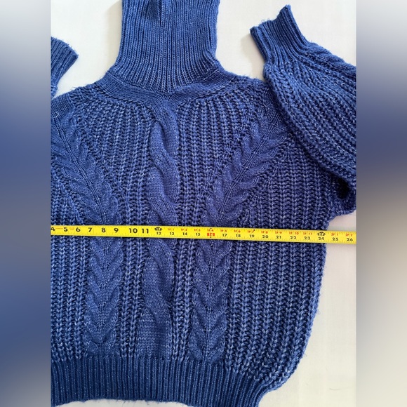 FATE Sweater Turtleneck Forever Chic Cable Sweater Royal Blue size Small Medium - Picture 10 of 13